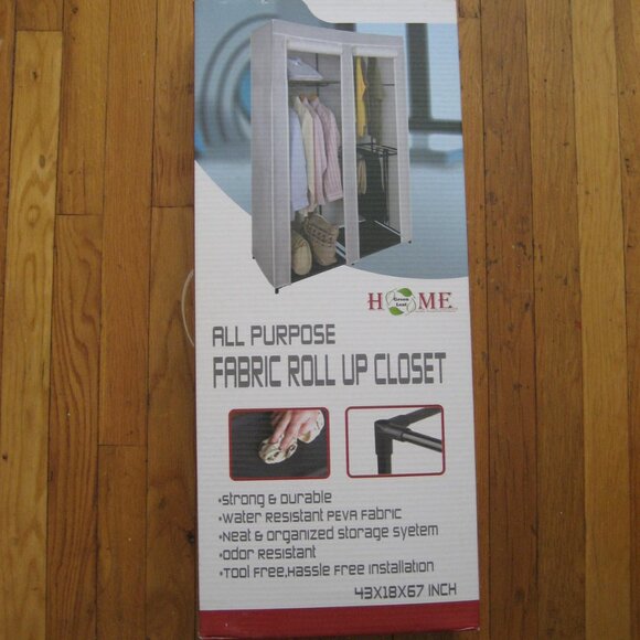 Fabric Roll Up Closet, Gray White, New! - Picture 2 of 4